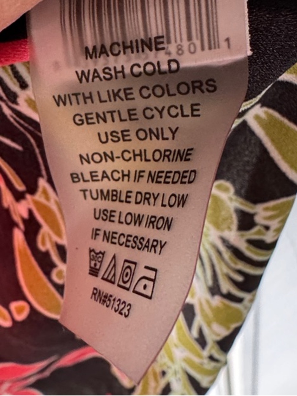 Vince Camuto Black Sleeveless Tank with Coral and Olive Floral Print - Picture 4 of 4